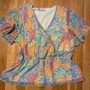 SO Floral Crossover Blouse